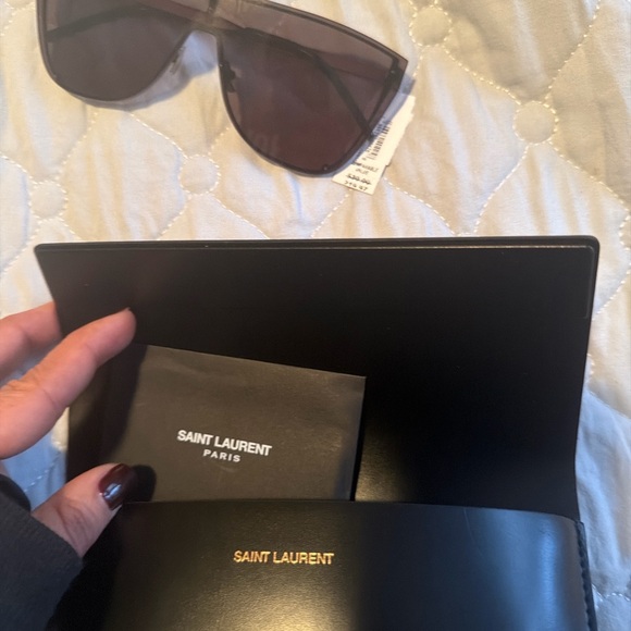 Saint Laurent SL 1 Mask Shield Sunglasses – Burgundy/Smoke - Picture 2 of 4